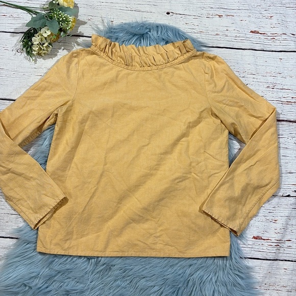 COS Orange Ruffle Neck Poplin Cotton Long Sleeve Top - Picture 5 of 8